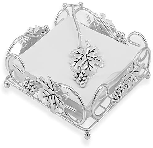 Flacher Serviettenhalter mit beschwertem Arm für Küche und Tisch, strapazierfähiger Taschentuchspender für Küche, Essen, Tischplatte, Restaurant, Picknick, drinnen, draußen (Silber)