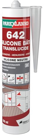 PAREXLANKO - Mastic silicone - 642 Silicone Bâti - Translucide - 300ml | Pour joints menuiserie, dilatation et vitrage - Intérieur/extérieur - Étanchéité bâtiment - Application facile