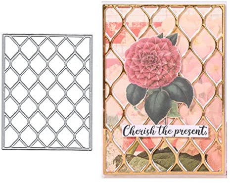 Rectangular Grid Frame Metal Die Cuts, Hollow Diamond Background Board Cutting Dies Cut Stencils for DIY Scrapbooking Cards Decorative Embossing Paper Dies for Scrapbooking Card Making