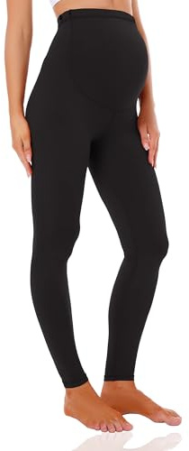 Foucome Women's Maternity Leggings Over The Belly Ultra Soft Pregnancy Workout Leggings (Black, M)