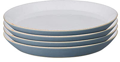 Denby - Impression Blue Medium Plates Set of 4 - Dishwasher Microwave Safe Crockery - Ceramic Stoneware Tableware Plates For Lunch & Dinner