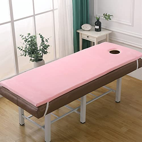 Plush Beauty Bed Cover Massage Table Mattress Topper with Breath Hole Spa Bed Mattress Foam Pad with Trapezoidal Head Soft Cosmetic Bed Tattoo Table Protection Pad,Pink,70x185cm