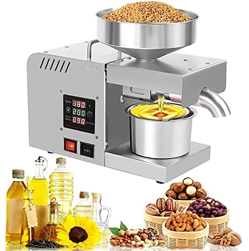 SSQUZA Máquina automática de Prensa de Aceite de 610W, expulsor de Aceite de Acero Inoxidable, Extractor de Aceite de Nuez fría/Caliente para Coco, ricino, Oliva, hogar, expulsor de acei,220V