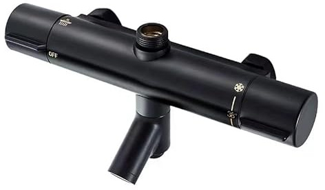AFUDER Mitigeur Douche Thermostatique 38℃ Noir Bain Douche Top Vaporisateur Thermostat Bas G 1/2 Haut 3/4 BSP Isolation Robinet de Douche à trois Sorties Laiton Chromé