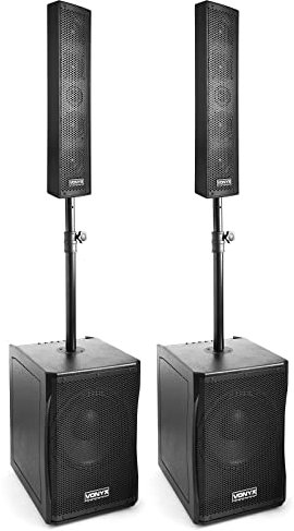 Vonyx VX1200 - Sistema de Altavoces Activos 2.2 de 1500W con subwoofers de 12, Tops pasivos, Amplificador Integrado, Cables de conexión y Postes intermedios. Sonido Potente