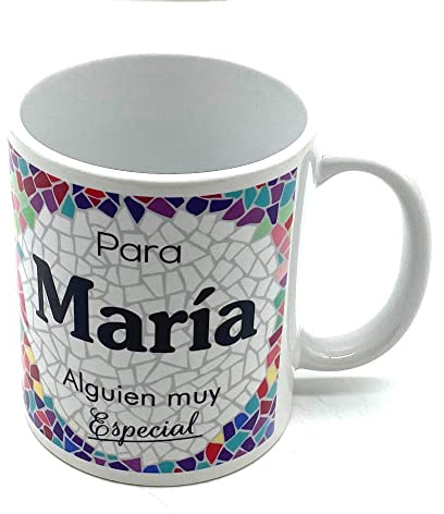 PLUS HOME Taza personalizada con nombre. Regalos personalizados con nombre y texto. Tazas con frases originales.MARÍA