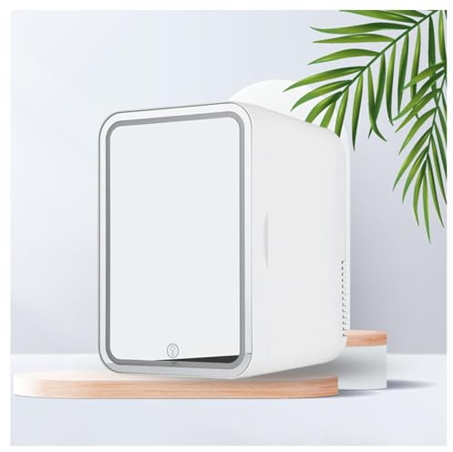 HAZARA RéFrigéRateur Portatif De Beauté, 8L,avec Miroir De Courtoisie LED Petit Frigo Pas Cher, Voiture,Maison,Chaud Et Froid 2 en 1 Mini CongéLateur, Meilleur Cadeau pour Les Femmes,White