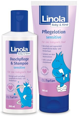 Linola Baby & Kind - Duschpflege & Shampoo sensitive und Pflegelotion sensitive - 2 x 200 ml - für sensible Baby- und Kinderhaut