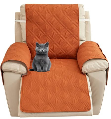JUNLEBUYI Sesselauflage Relax Mit Armlehnen, Fernsehsessel Sesselschoner, Relaxsessel Sesselschoner Mit Verstellbaren Riemen, 1 Sitzer Sesselauflage (Orange)