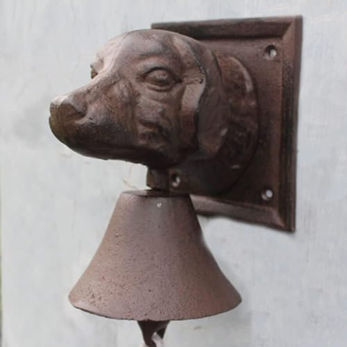 Gusseisen-Türklingel, antike Vintage-Türklingel, Wandmontage, antike Türklingel, Vintage-Türklingel, Hundekopf-Dekoration, Türklingel, Gusseisen-Wandglocke, antiker Stil, Hausgarten-Dekor, Eisen-Tierf