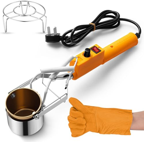 Flutesan Metal Melting Kit for Fishing Weight Molds Electric Portable Electric Furnace Solder Crucibles for Melting Metal with Gloves Rack for Casting Molds