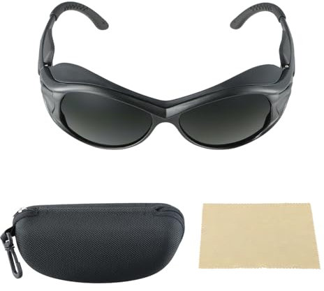 Granvoo Rotlicht-Schutzbrille, Laserschutzbrille, UV und Infrarot Schutzbrille für Solarium, IPL, Bräunung und Laser - Inkl. Brillenetui und Brillenputztuch