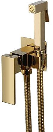 KsununSprayer for Toilette, Titan-Gold, Stoffwindel-Sprayer, Messing-Handaufsatz, Set mit Edelstahlschlauch und heißem und kaltem Messing-Rough-In-Ventil for Damen- und Haustierwäsche