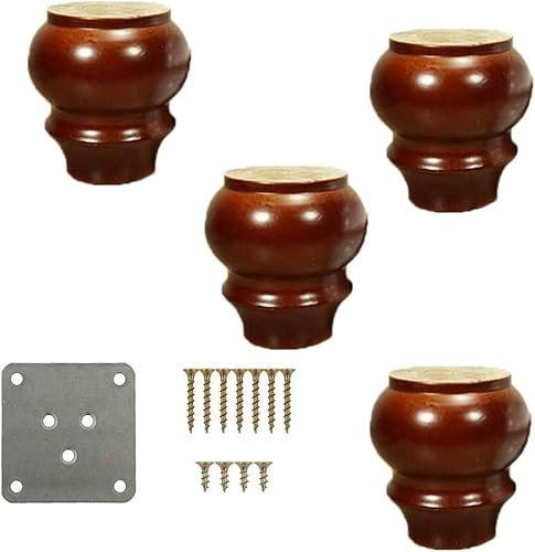 ININOSNP Möbelfüße, runde Sofafüße, Bettfüße, Massivholzfüße, 4er-Set, for Hocker, Möbelbeschläge, 9 cm