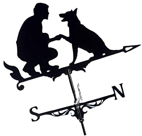 Hilai Weathervane Man Hund Wetter Vane Dekorative Gartenhof Windrichtung Indikator, Weathervanes für Dächer