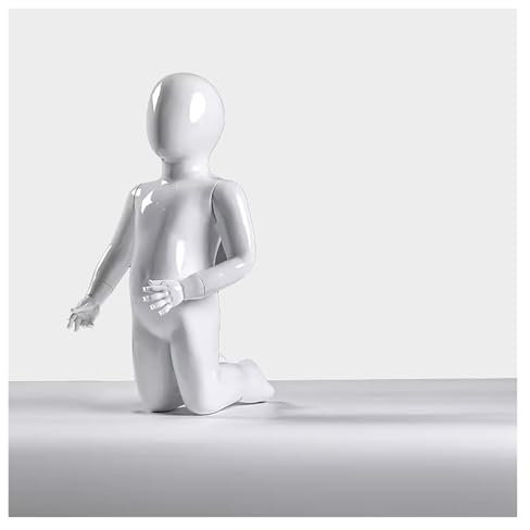 schaufensterpuppe Schaufensterpuppe für Kinderkleidung, Kinderschaufensterpuppe Ganzkörper realistisch für Schaufensterdekoration, sitzend/stehend Baby Posing Schneiderpuppe Torso weiß(Kneeling-61cm/2