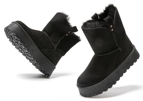 JOMIX Stivali da Donna Invernali Bassi Imbottiti con Pelliccia Sintetica MD9765