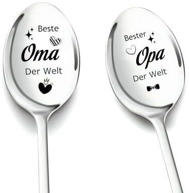 Geschenke für Oma und Opa, 2 Stück Kaffeelöffel mit Gravur Geburtstag | Ostergeschenke für Beste Oma und Opa zum Geburtstag Ostern Geburtstagsgeschenk Personalisiert für Großeltern