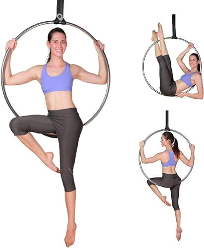FFYUTING Aerial Hoop Aerial Ring Set Vollständig auf Festigkeit geprüfter Single Point Circus Aerial Equipment Yoga Hoop mit Zubehör und Aufbewahrungstasche zum Transportieren der Yoga-Ausrüstung