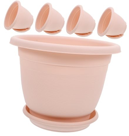 MOBUTOFU 5juegos Maceta De Control De Raíces con Bandeja De Drenaje Tiesto De Orquídea Plástico Transpirable para Plantas Medianas y Pequeñas para Jardines De Interior y Exterior