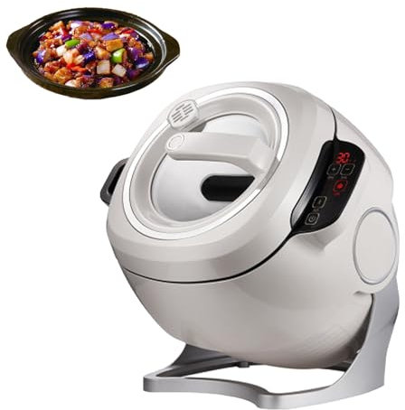 Kindevieft 6-Liter-Vollautomatische Kochmaschine, Multifunktions-Pfannenbratmaschine, EIN-klick-Start, 360 ° Automatische Drehung, Geeignet Zum PfannenrüHren, Schmoren, Kochen Und Suppenkochen