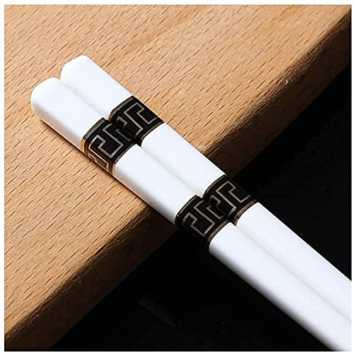 Set di 5 paia di bacchette in porcellana cinese giapponese riutilizzabili stoviglie asiatiche in porcellana per uso familiare (colore: D Dimensioni: 24 cm)