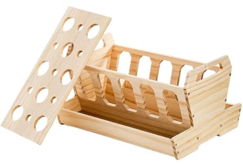 Heuraufe für Kaninchen - Kaninchen-Futterstation aus Holz, großer Heuraufe | verstellbarer Heuraufe mit abnehmbarem Oberteil, Futterstation für Kaninchen inkl