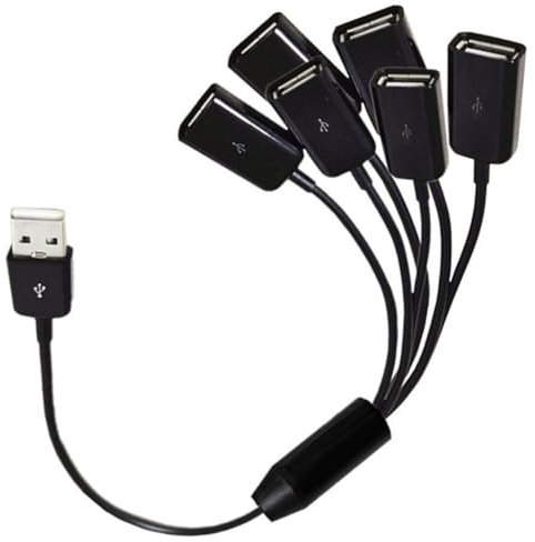 Qerwsdty USB Extension Cable 6 in 1 USB Charge Fast 3A Charging Date Cable Y Splitter Cable USB Male to USB Female 1 to 6 Cord