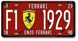 Ctemnpho Vintage Metal Sign Garage License Plate, enzo Ferrari, Retro Wall Decor for Home, Office, Bar, Cafe, and Garage, 6x12 Inches