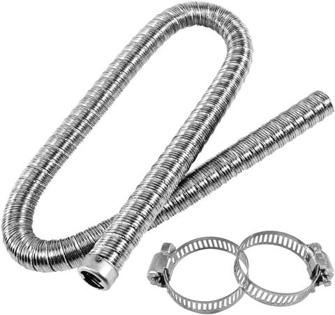 Editbar Standheizung auspuff 100cm × 24mm – Auto Edelstahl Abgasschlauch mit 2 Schlauchschellen, Geräuschreduzierung, Ideal für Stromerzeuger, Kraftstofftank, Abgasrohr, Standheizung & Diesel Heizung