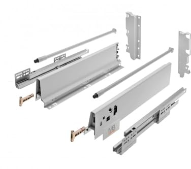GTV Modern Box Cajón Push to Open 500 mm de profundidad 210 mm de altura con sistema de extracción de empuje suave, universal, sin asa, color gris