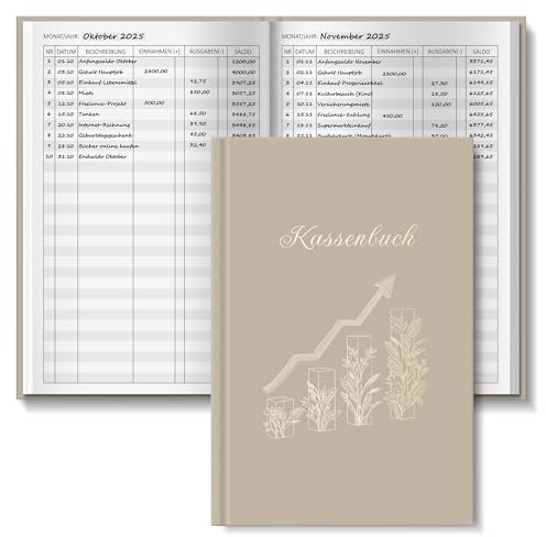 BIROYAL Kassenbuch A5-120 Seiten Haushaltsbuch, Budget Planner & Kassenbücher - Einnahmen Ausgaben Buch - Haushaltsbuch zum Eintragen - Kassenbuch Kleinunternehmer- Budgetbuch Finanzplaner