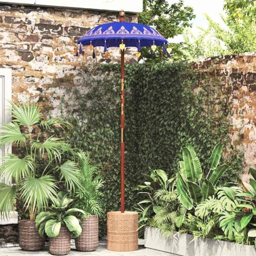 Générique Parasol balinais Bleu (90-100) x 260 cm Coton et Bois Massif,Maison & Jardin,Pelouses & Jardins,Vie en extérieur,Parasols & voiles d'ombrage-42006465