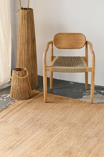 TAPISO Tapis en Jute rectangulaire – Tapis Salon Naturel, 100% Fibre de Jute, tissé à la Main, Style bohème scandinave, Beige, idéal pour Cuisine, Couloir, Chambre, décoration Maison 160 x 220 cm