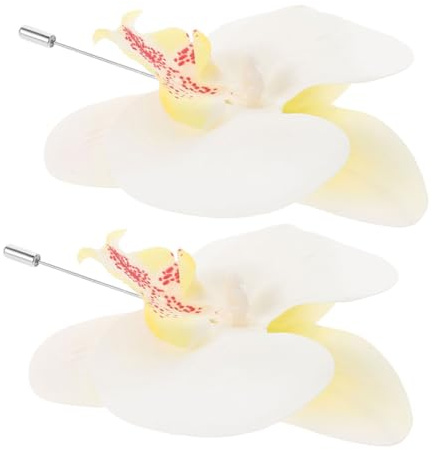 iplusmile Broche Fleur Orchidée Petite En Soie Blanche, Épingles De Revers Élégantes, Lot De 2 Pour Femme Et Fille, Accessoire De Cérémonie, Bal De Fin D’année Et Mariage