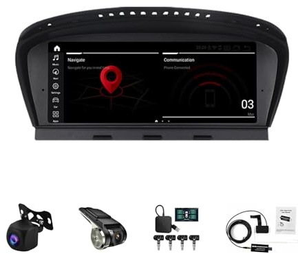 Lettore DVD stereo per auto Android 14 con navigazione GPS per BMW E60, E90, E61, E63 (2005-2010) - Touchscreen da 8,8, Bluetooth, CarPlay wireless, Wi-Fi, telecamera posteriore