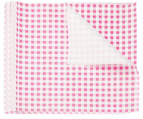 QUARKZMAN 300 Hojas De Papel Encerado Cuadriculado 11.8 x 11.8 Papel Absorbente De Aceite Para Envolver Alimentos Secos Forros Para Hornear Sándwiches Canasta De Picnic Rosa