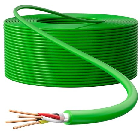 Lumonic Cavo bus premium 2x2x0,8 mm 50m | Completamente in rame OFC, schermato | verde con marcatura a metri | Casa intelligente, rete, controllo, automazione degli edifici