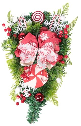 Uikdjgu 1 Couronne de Canne à Sucre de Noël comme Indiqué en Plastique + Métal 30,5 X 61 cm pour Porte D'Entrée, Décorations D'Escalier de Noël, Couronne de Noël pour Décoration Intérieure