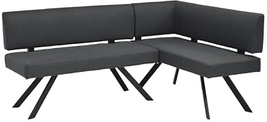 byLIVING Eckbank Toronto, Taschenfederkern, Bezug in dunkelgrau, Küchenbank | Gestell schwarz, L-Form langer Schenkel links, Speisezimmerbank, 182 x 128, H 85 cm