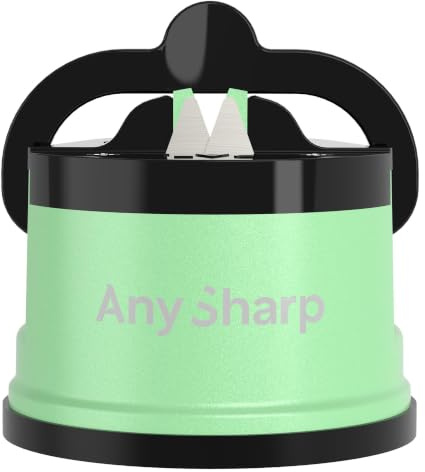 Aiguiseur de Couteaux AnySharp Pro en Métal, Sécurité Mains Libres, Ventouse PowerGrip, Affûte Tous les Couteaux de Cuisine, Idéal pour l'Acier Trempé & Dentelé | Le Meilleur au Monde, Vert menthe