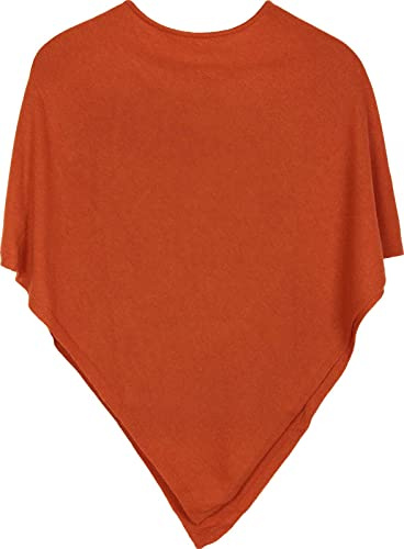 styleBREAKER Suave Poncho de Punto Fino Monocolor, Cuello Redondo, señora 08010042, Color:Naranja