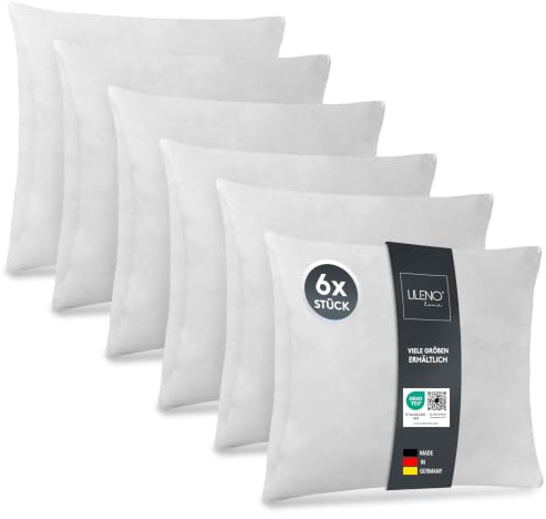 LILENO HOME Set di 6 riempimento cuscino 40x50 cm - Cuscino interno lavabile a 40°C adatto per allergici - Cuscino in poliestere come cuscino per divano, cuscino per la testa