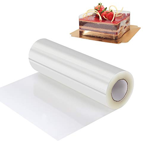 Transparent Acetat Rolle Tortenrandfolie, Transparent Kuchen Halsbänder Kuchen Kragen für Tortendeko Schokolade Mousse Dessertringe (15cm x 10m)