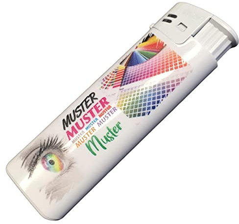 #teamludorf Elektronik Feuerzeug Set, 50 Stück Weiss, Beidseitig Bedruckbar, Nachfüllbar - Werbefeuerzeug für Hochzeit, Events & Werbung