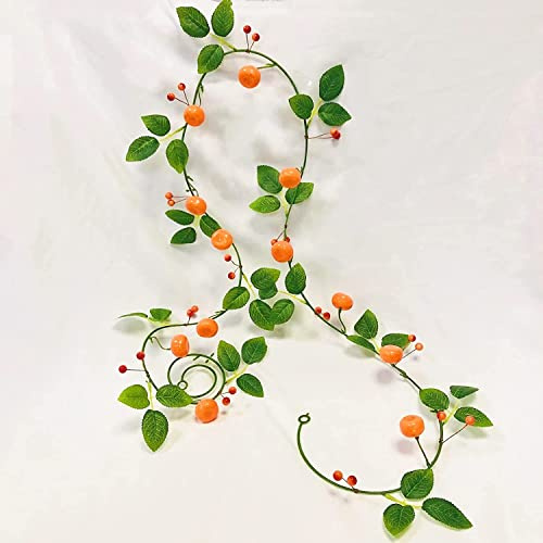 Kumquat Fruit Artificiel Mandarine Guirlande Vignes Suspendues Oranges Plante Guirlande Soie Baies Artificielles Kumquat pour Maison Jardin Fête Mariage Décor (Kumquat Guirlande*1)