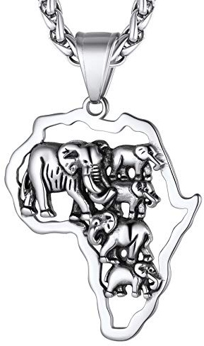 Richsteel personalisierte Afrika Karte Edelstahl Herren Kette mit Afrika Karte Anhänger Horusauge Anhänger mit Geschenkebox für Herren und Damen