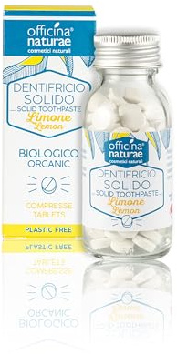 Officina Naturae | Dentifricio in Pastiglie, Dentifricio Solido al Gusto Limone, 100% Riciclabile, 115 Compresse