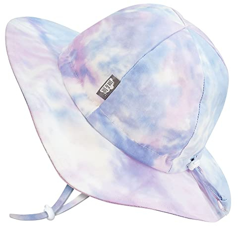 Jan & Jul Sonnenhut für Mädchen, UV-Schutz UPF 50+ (XL: 5-12 Jahre, Zuckerwatten Batik-Design)