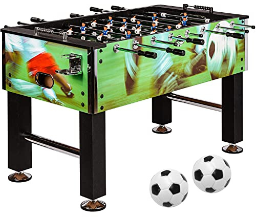 GAMES PLANET Kickertisch Leeds in 6 Farben, Tischfußball, Tischkicker, inkl. 4 Bälle + 2 Getränkehalter, ca. 60kg